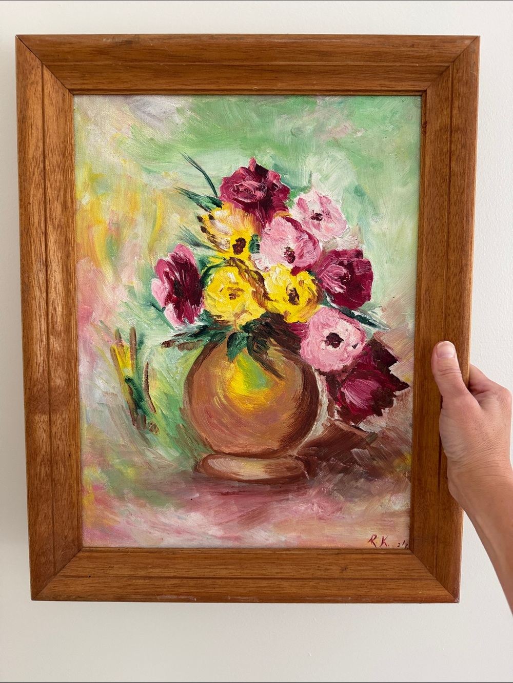Vintage Floral Still Life Framed Painting.  Artist Signed. - Picture 9 of 9
